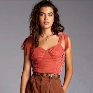 NWT Anthropologie Velvet Corset Bustier Top Forever That Girl Rose Pink